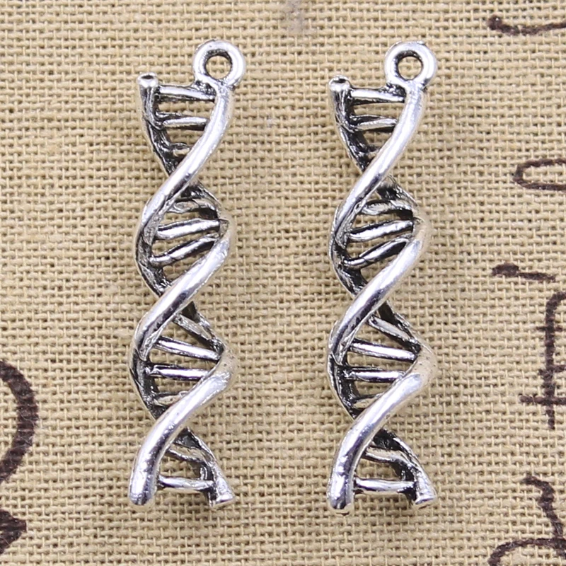 10 sztuk Charms DNA kwas dezoksyrybonukleinowy 40x8x8mm antyczne srebro kolor wisiorki DIY dokonywanie ustalenia Handmade tybetański biżuteria