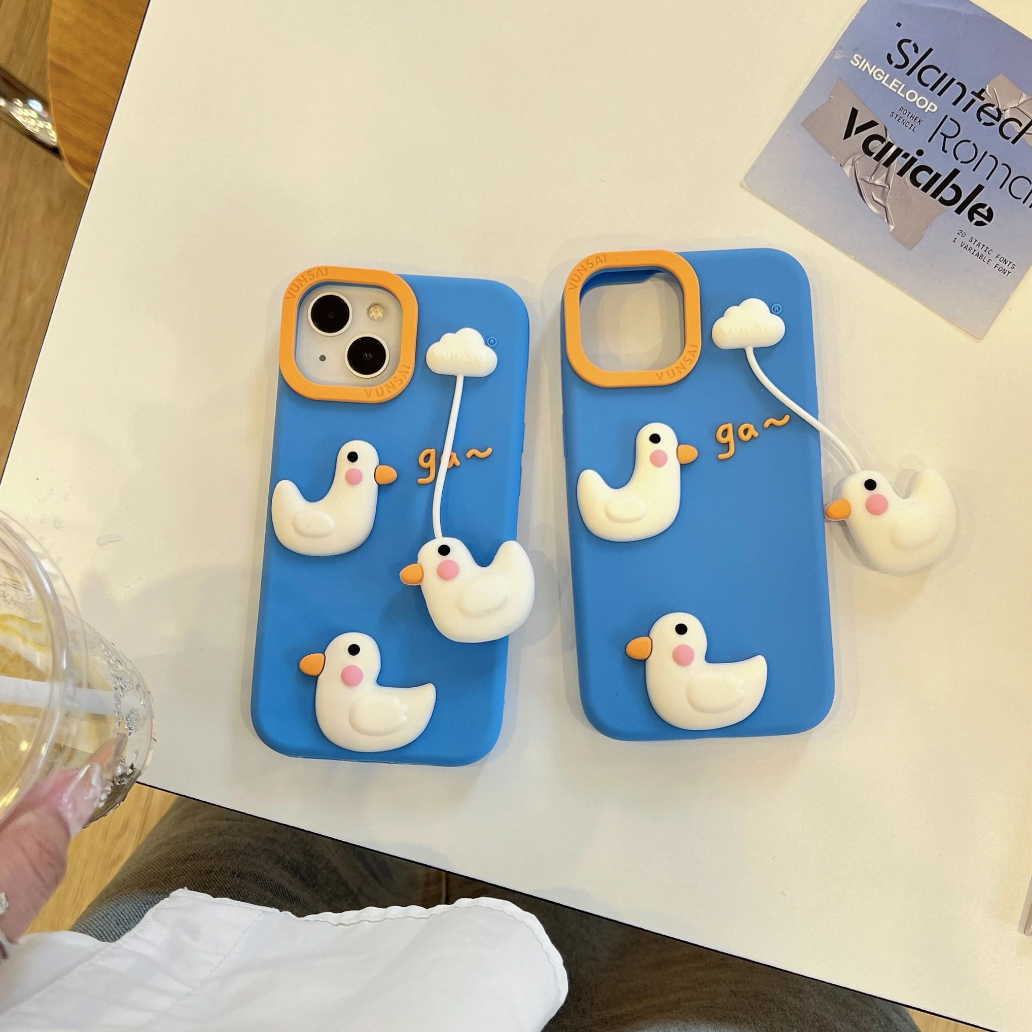 

Blue Clouds Swing Cartoon Duck Multiple Models Creative Silicone Phone Case For iPhone 17 12 13 14 15 16 Pro Max Anti Drop Case