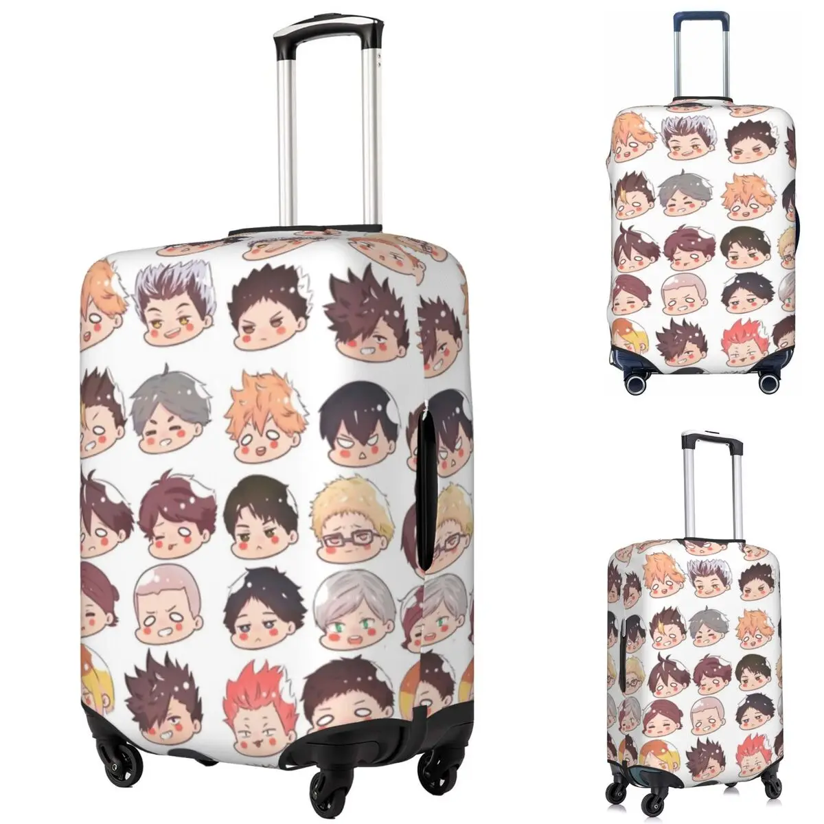 

Haikyuu Chibi Heads Suitcase Cover Protection Elastic Trip Luggage Protector Covers for 18-32 Inch