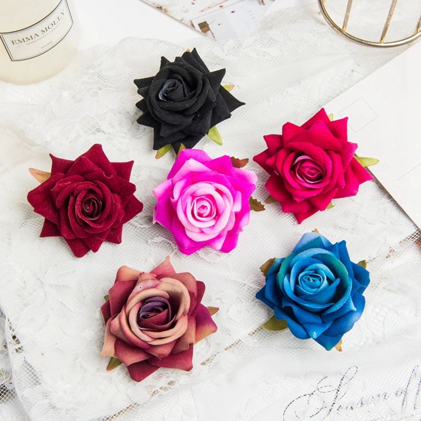 

100Pcs Wholesale Flannel Rose for Wedding Manual Christmas Wreath Diy Creativity Home Decorative Scrapbooking Artificial Flowers