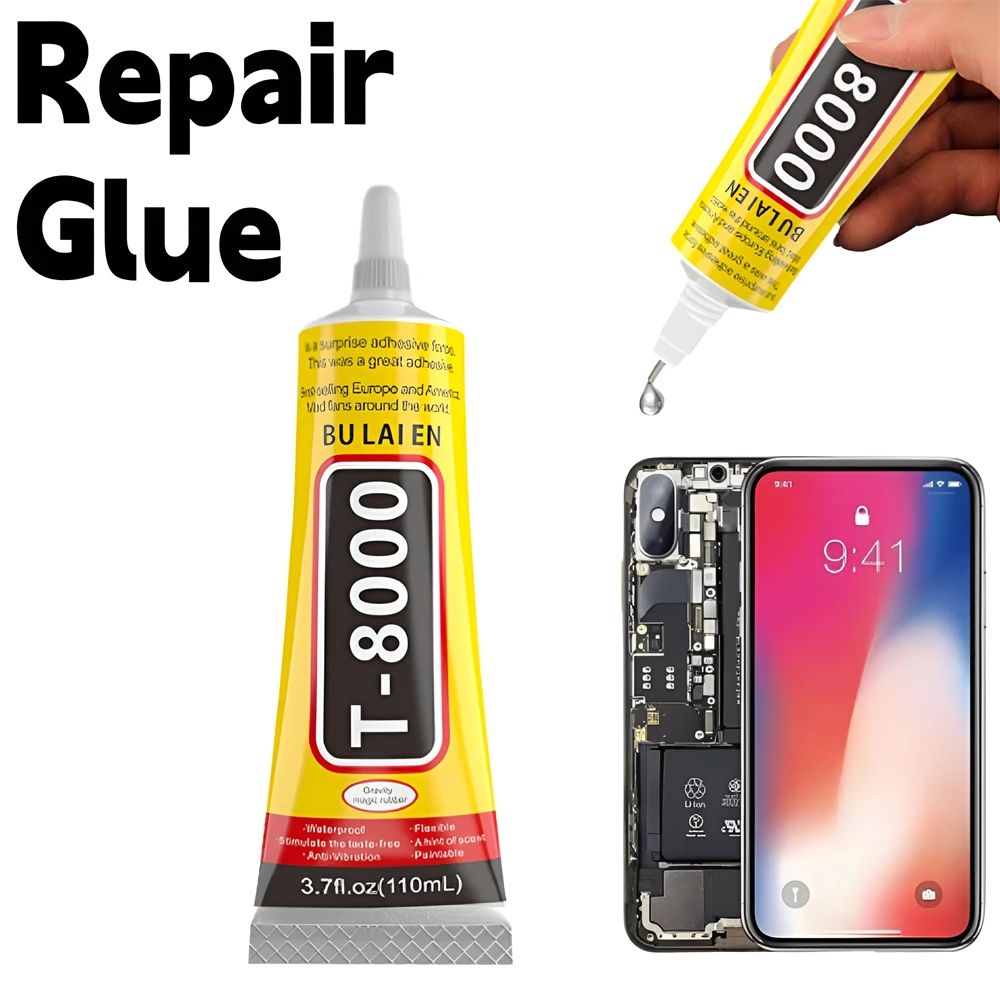 T8000 Soft Anti-Vibration Electronic Components Glue Clear Contact Phone Repair Adhesive with Precision Applicator 15/50/110 ML