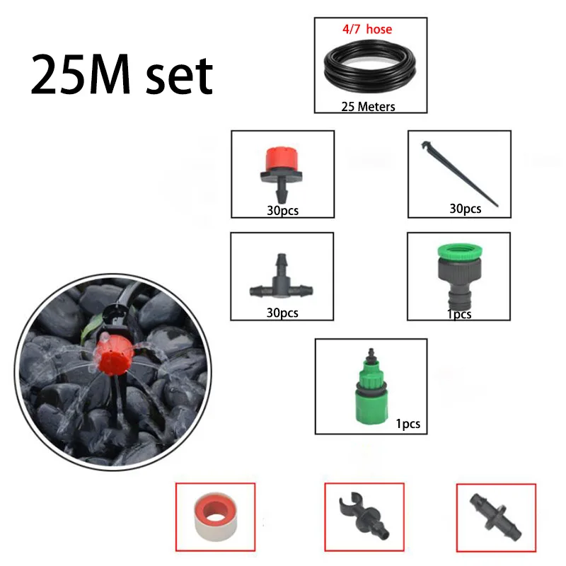 10m-50m DIY Drip Irrigation Micro Sprinklers Spray 4/7 Water Cooling Moisturizer Automatic Irrigation Watering Kit Garden D1