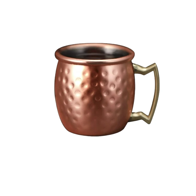 1/2/4Pcs 2oz Mini Moscow Mule Mug Stainless Steel Mugs Hammered Copper Plated Beer Cup Mug Bar Drinkware Accessories