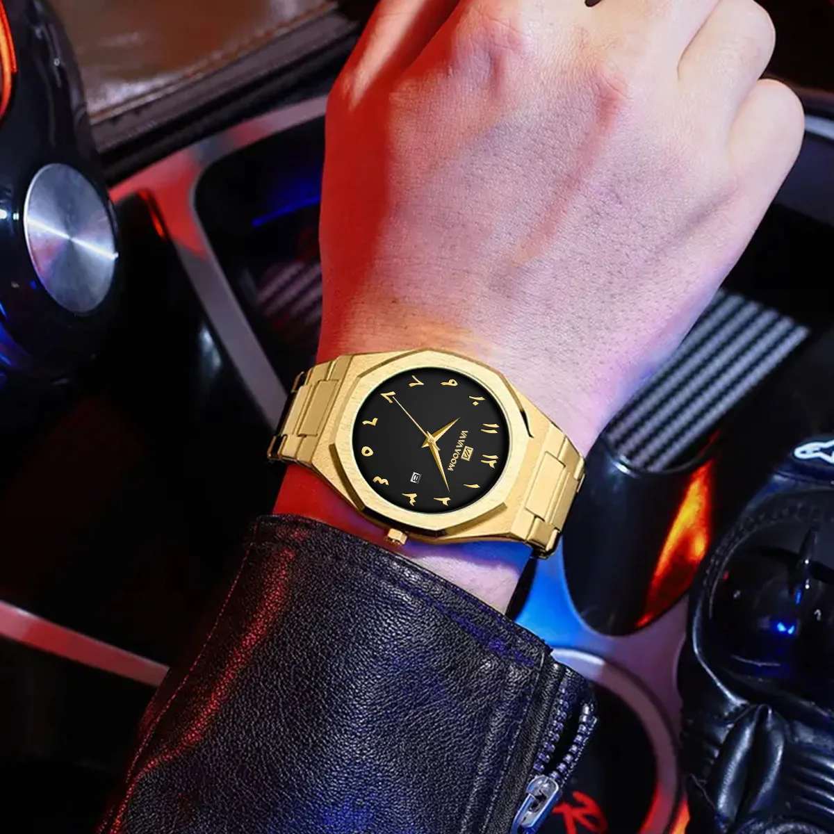 2025 New Men Watch VA VA VOOM Sport Stainless Steel Fashion Quartz Movement 42mm Black Business Waterproof Calendar Wrist Watch