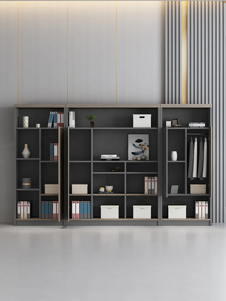 Armário de arquivo de madeira simples e moderno armário de arquivo estante de vidro bloqueado escritório