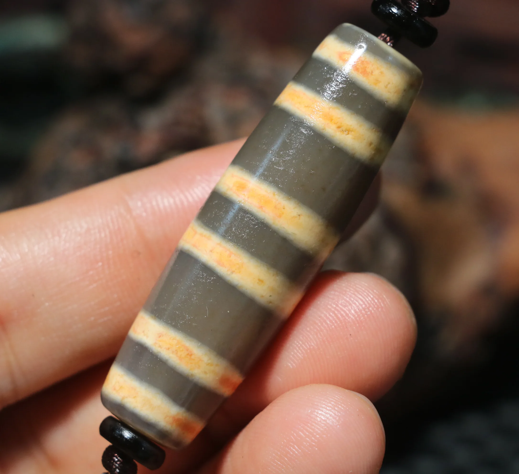 Healing Energy Tibetan Old Agate Line Type Healer Medicine dZi Bead Pendant Amulet Timestown UPD230201a14