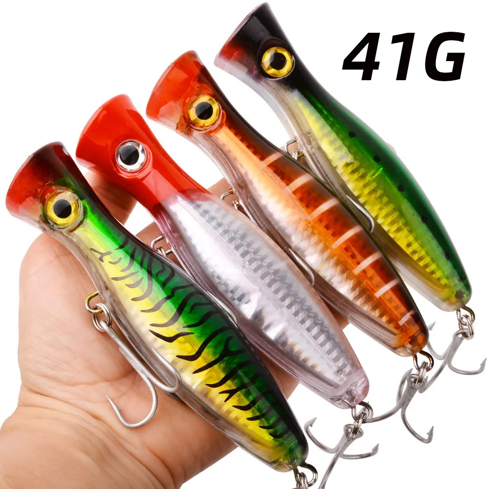 12.5CM 41g Big Popper Wobbler Fishing Lures Floating Bait Topwater Lure Whopper Saltwater Lures Isca Artificial Pike Tackle