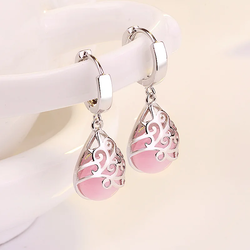 S925 Pure Silver Earrings Exquisitely Made Moon Cat Eye Stone Ear Accessories Including Studs Ear Buckles And Drop Earrings