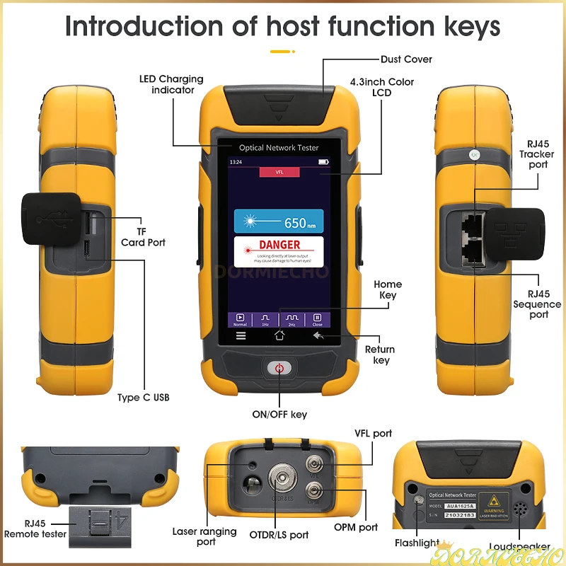 Imagem -05 - Fibra Óptica Reflectometer Touch Screen Vfl Ols Opm Mapethernet Cabo Tester sm mm Otdr 850 1300nm 1625nm Aua8513u a