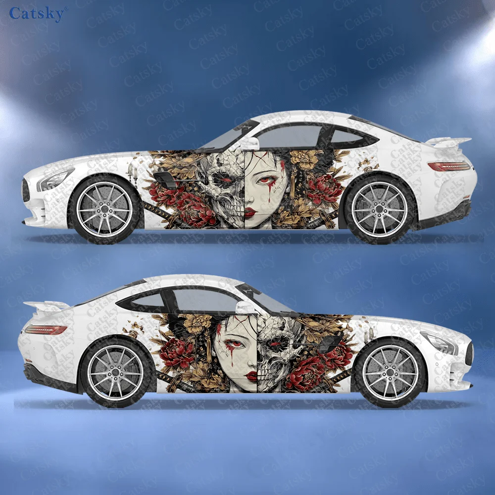 

2 шт. Наклейки на боковые части автомобиля «Призрачная гейша с прической», самоклеящиеся, из ПВХ, водонепроницаемые и устойчивые к царапинам, аксессуар для автомобиля, подарок