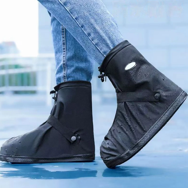 Rain Boots Impermeable Rainproof Shoes Cover Thick Waterproof Reusable Motorcycle Cycling Bike Rain Shoes Pocket Boots Cover