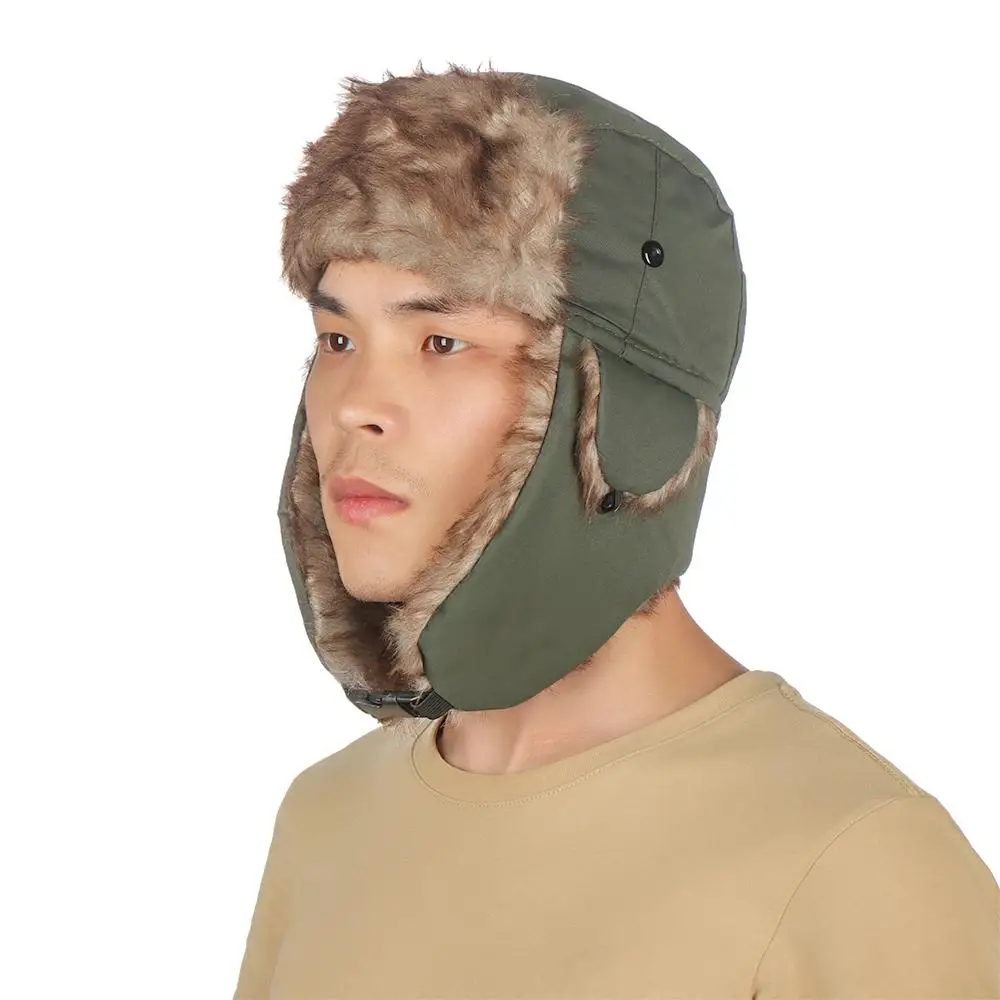 Topi bulu hangat musim dingin Rusia Ushanka topi Ski musim dingin