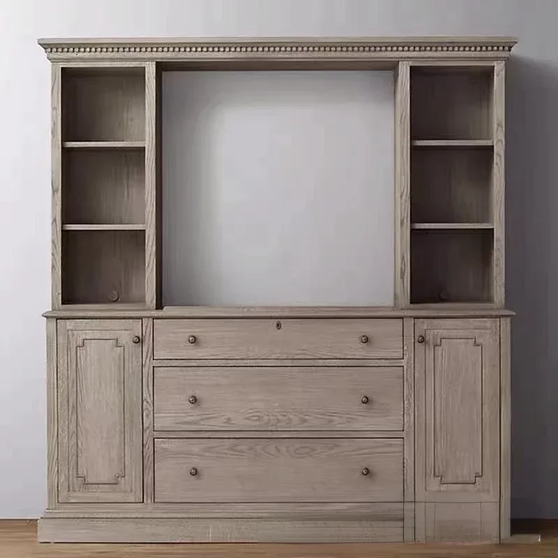 Country Solid Wood Bookcase French Oak Creative Bookcase