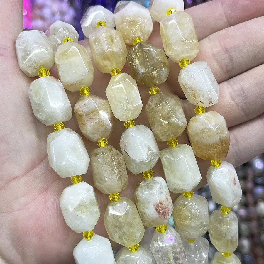 Natural Citrine Amethyst Pink Crystal Prehnite Handmade Lrregular Faceted Loose For Jewelry Making DIY Necklace Bracelet 15''