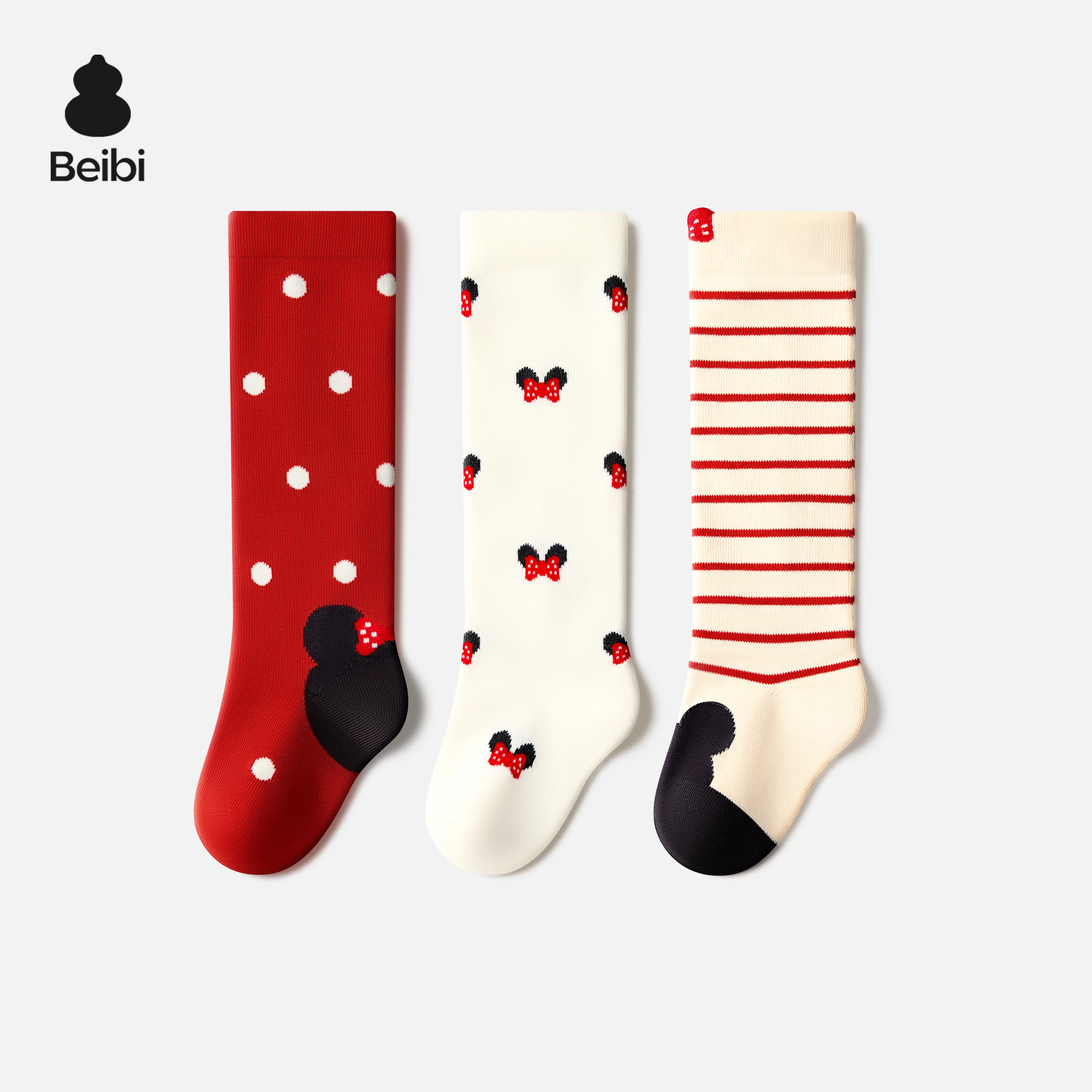 

Beibi 3-Pair Pack Girls' Knee-High Socks for Spring, Fall, and Winter Suitable for Children Aged 0-2 Years