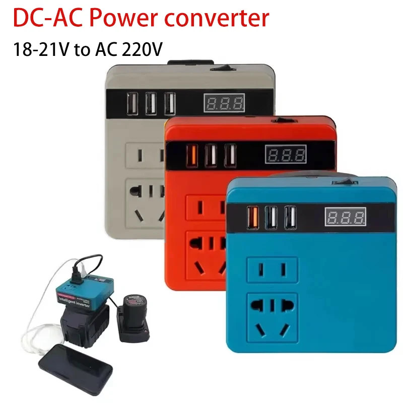 

120W Power Inverter DC18-21V to AC 220V for Dewalt/Makita/Milwaukee18V 20V Battery High Efficiency Inverter for outdoor Camping