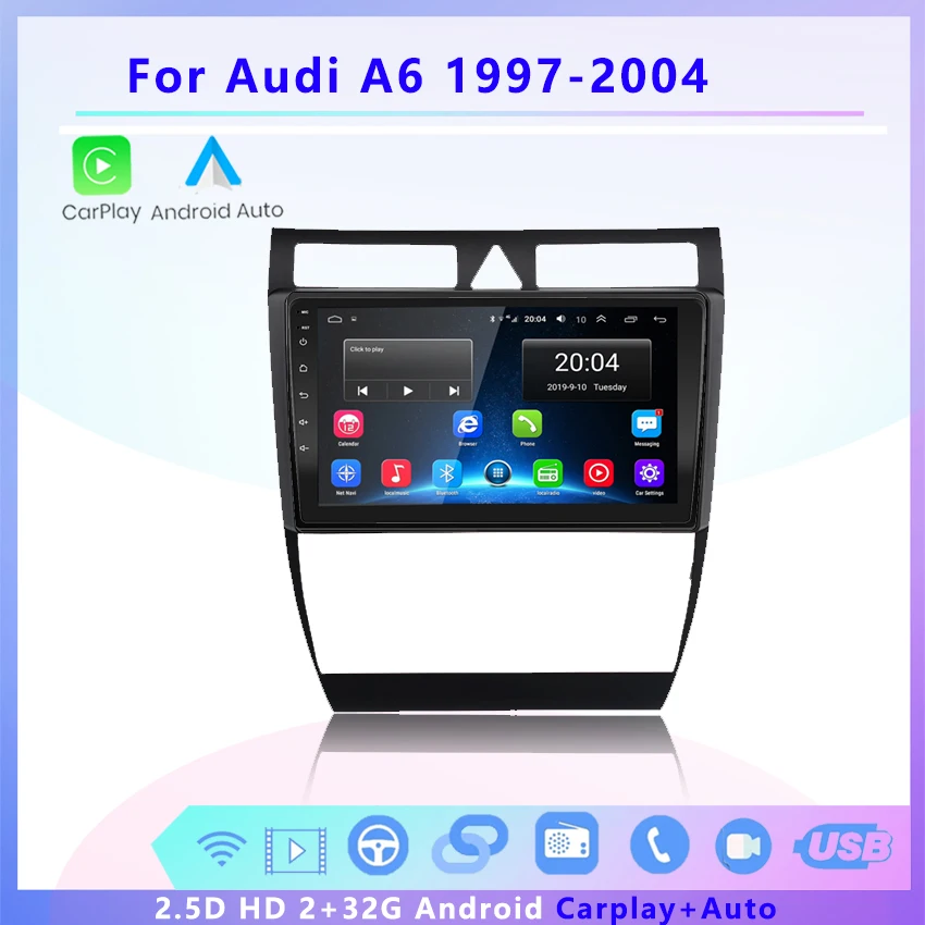 car radio 2 din android Auto car radio multimedia stereo player wireless Carplay Auto GPS For  Audi A6 C5 S6 RS6 1997-2004