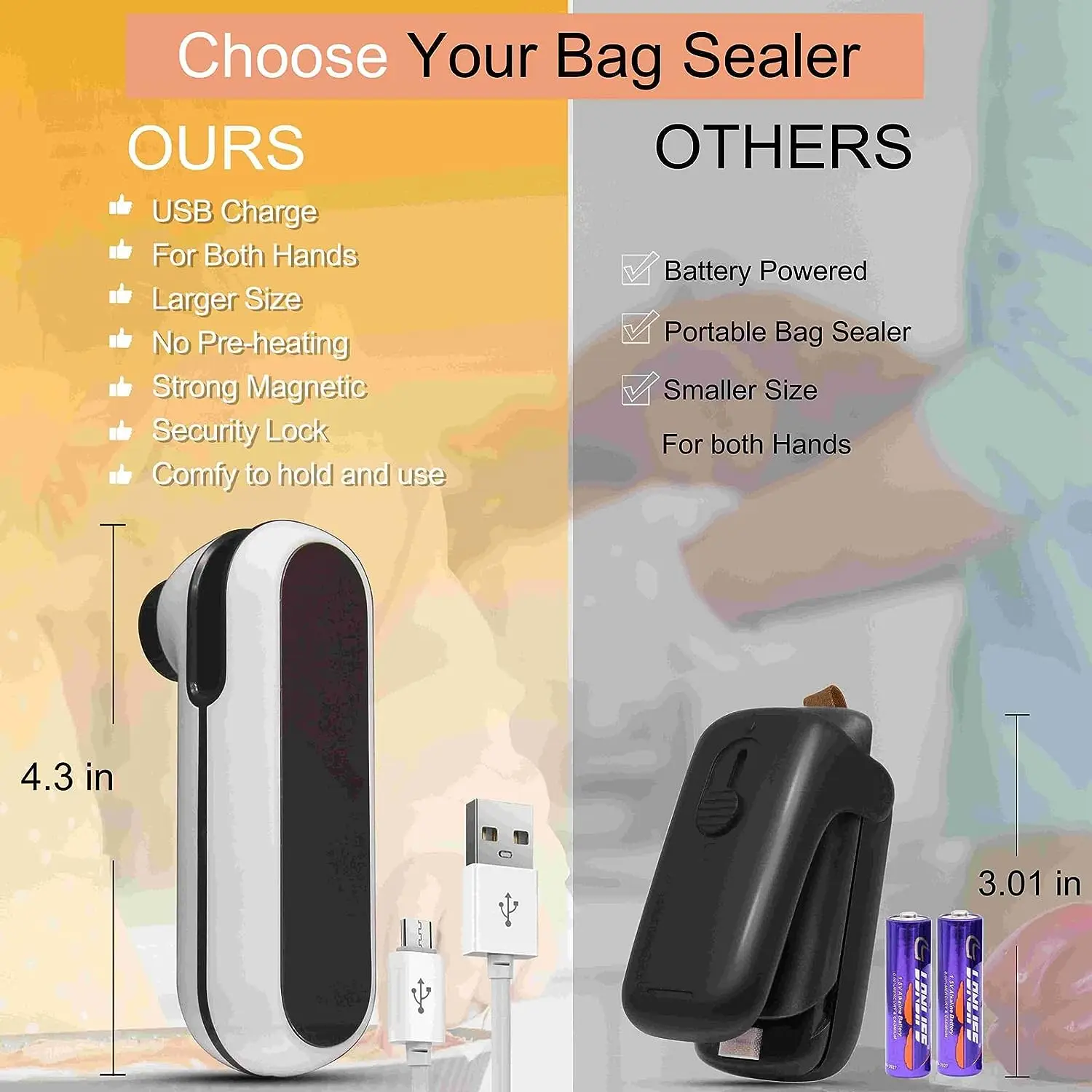 Mini sellador de calor recargable 2 en 1, bolsa de almacenamiento, paquete de plástico, bolsa de Clip, sellador de calor de mano, bolsa de plástico USB