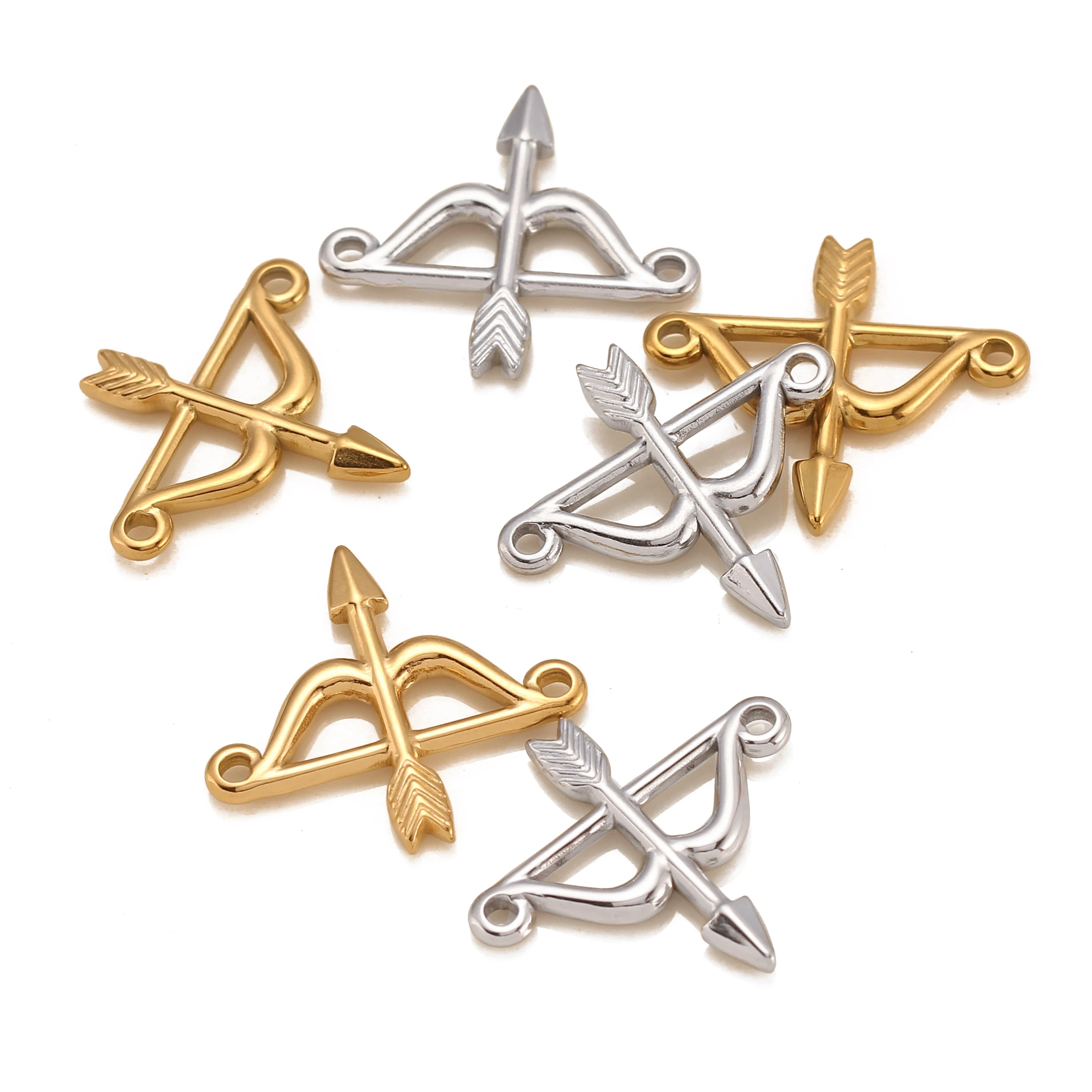 3Pcs/Lot Stainless Steel PVD Plated Bow and Arrow Charms Pendants DIY Jewelry Making Handmade Craft Accessory Wholesale Finding