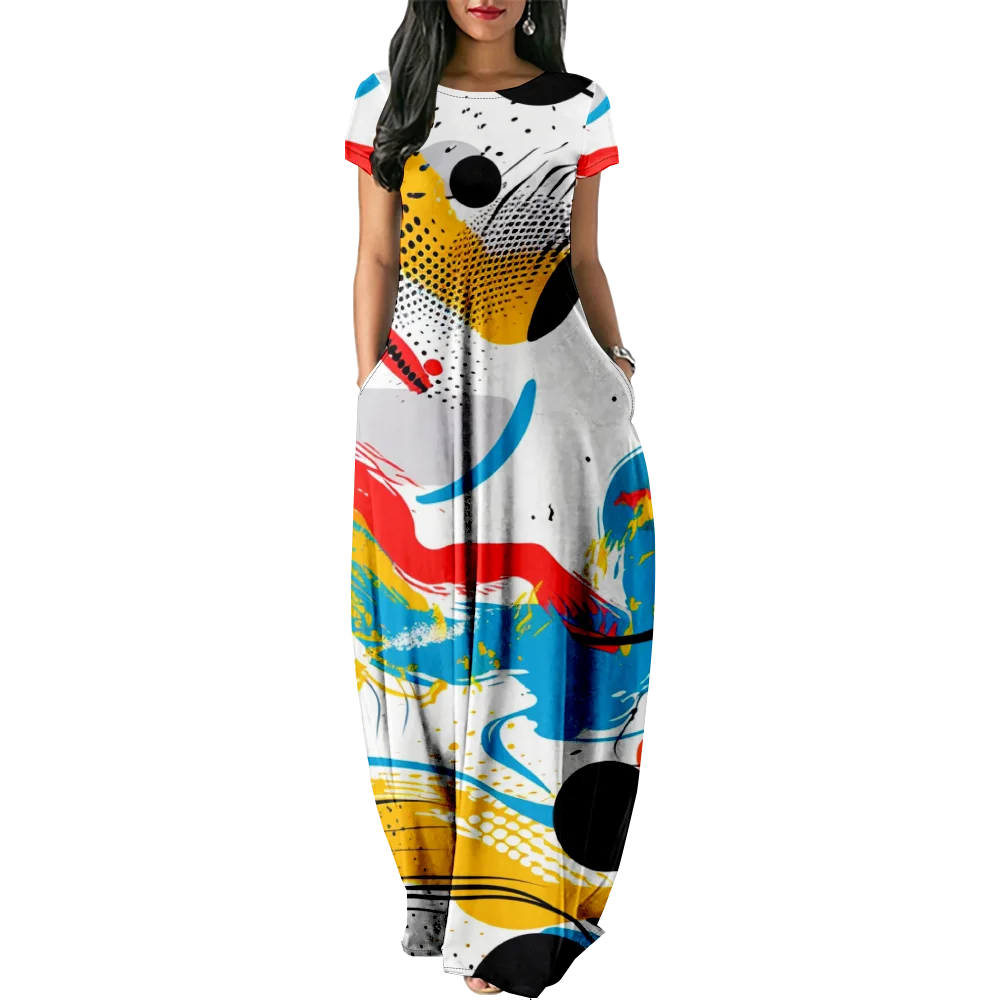 

Summer Stylish Party Dress Fashion Streetwear Women Tie Dye Dresses Luxury Maxi Dress Elegant Robe Holiday Girl Beach Vestidos