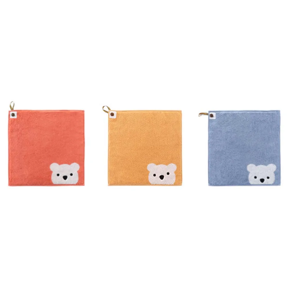 Children Towels Boys Girls Kindergarten Cartoon Bear Pattern Hangable Hand Towel Cotton Baby Face Towel Kids Beathroom Products