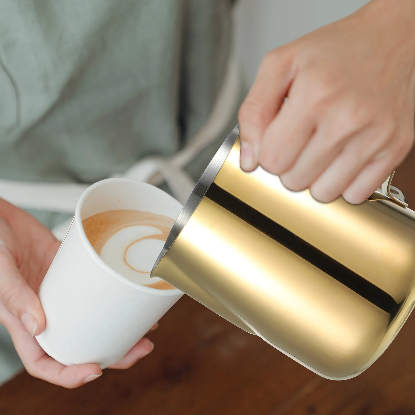 

1 шт., кувшин для молока из нержавеющей стали, 500 мл, кувшин для кофе латте, чашка для вспенивания кофе для эспрессо-машины, домашнего использования