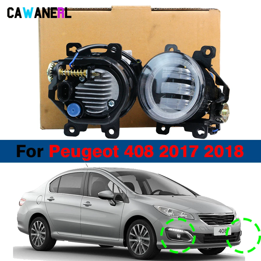 

2 X Angel Eye LED Fog Light Daytime Running Lamp For Peugeot 408 2017 2018 30W 6000LM Car Right + Left Fog Lamp DRL H11 12V