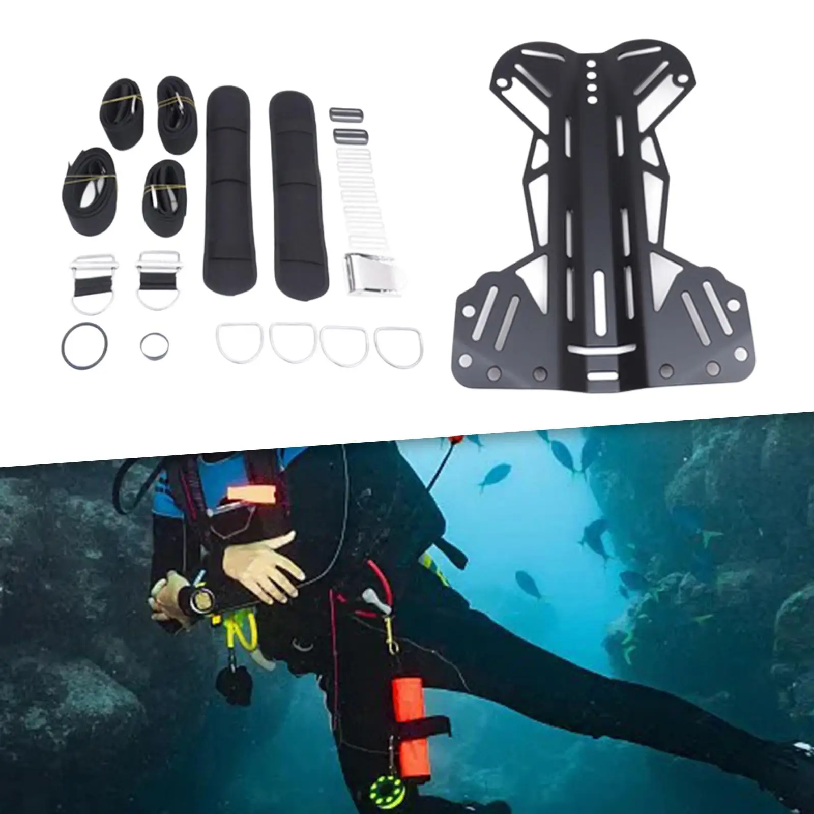 

Diving Backplate and Harness Dive Accessories Shoulder Pads Hardware Scuba Diving Backplate for Enthusiasts Underwater