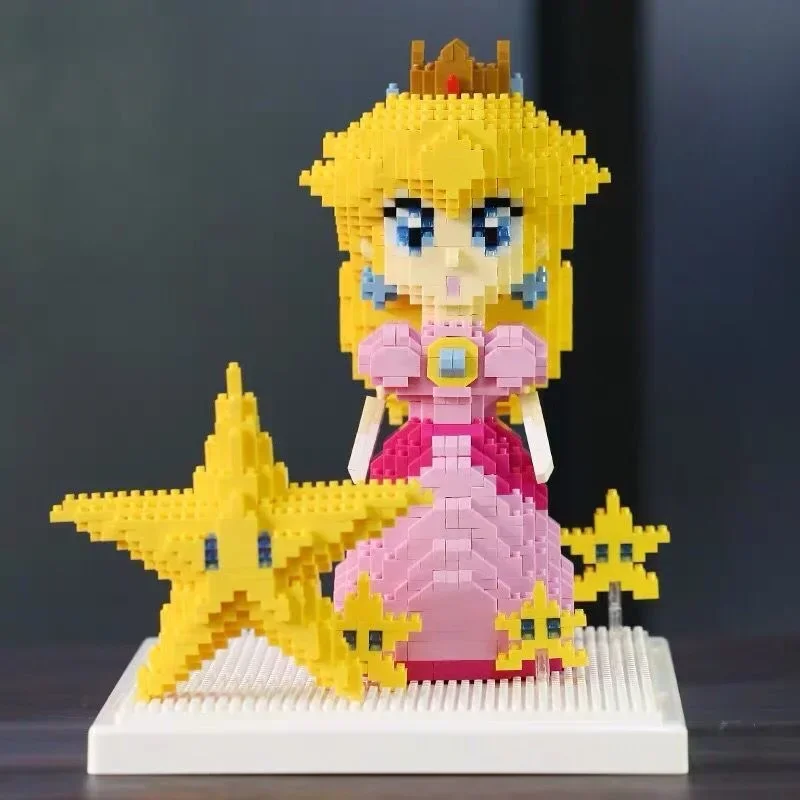 Mini DIY Building Blocks Puzzle para crianças, Peach Princess, Super Micro, Estrela, Rosa, Menina, Brick Toys, Presentes, 1484Pcs