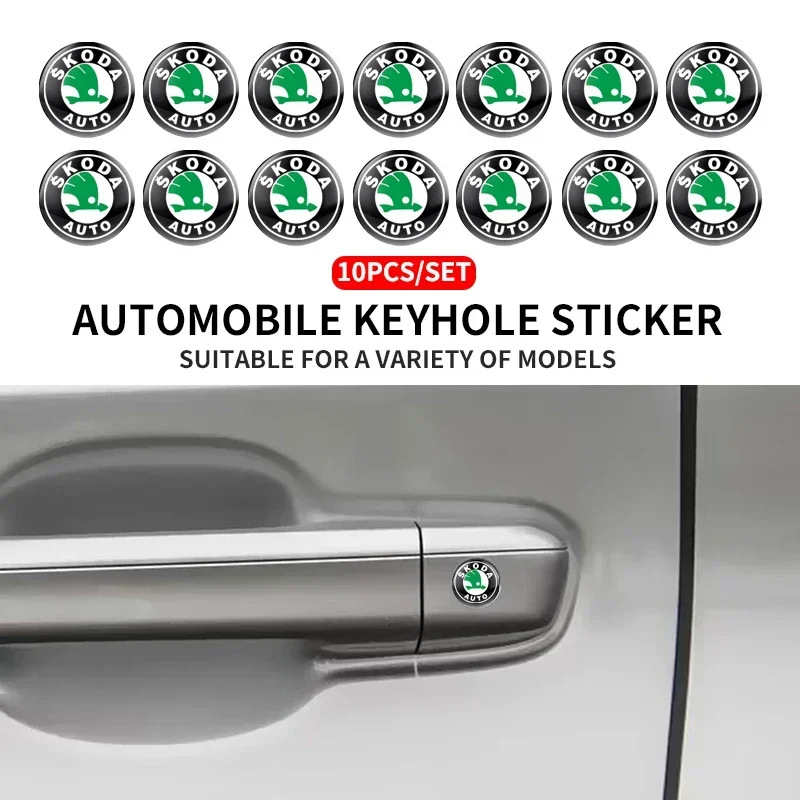 2/5/10Pcs Car Door Lock Keyhole Protection Stickers Emblem For Skoda Octavia A5 A7 Fabia Kamiq Kapoq Kodiaq Rapid SCALA Yeti