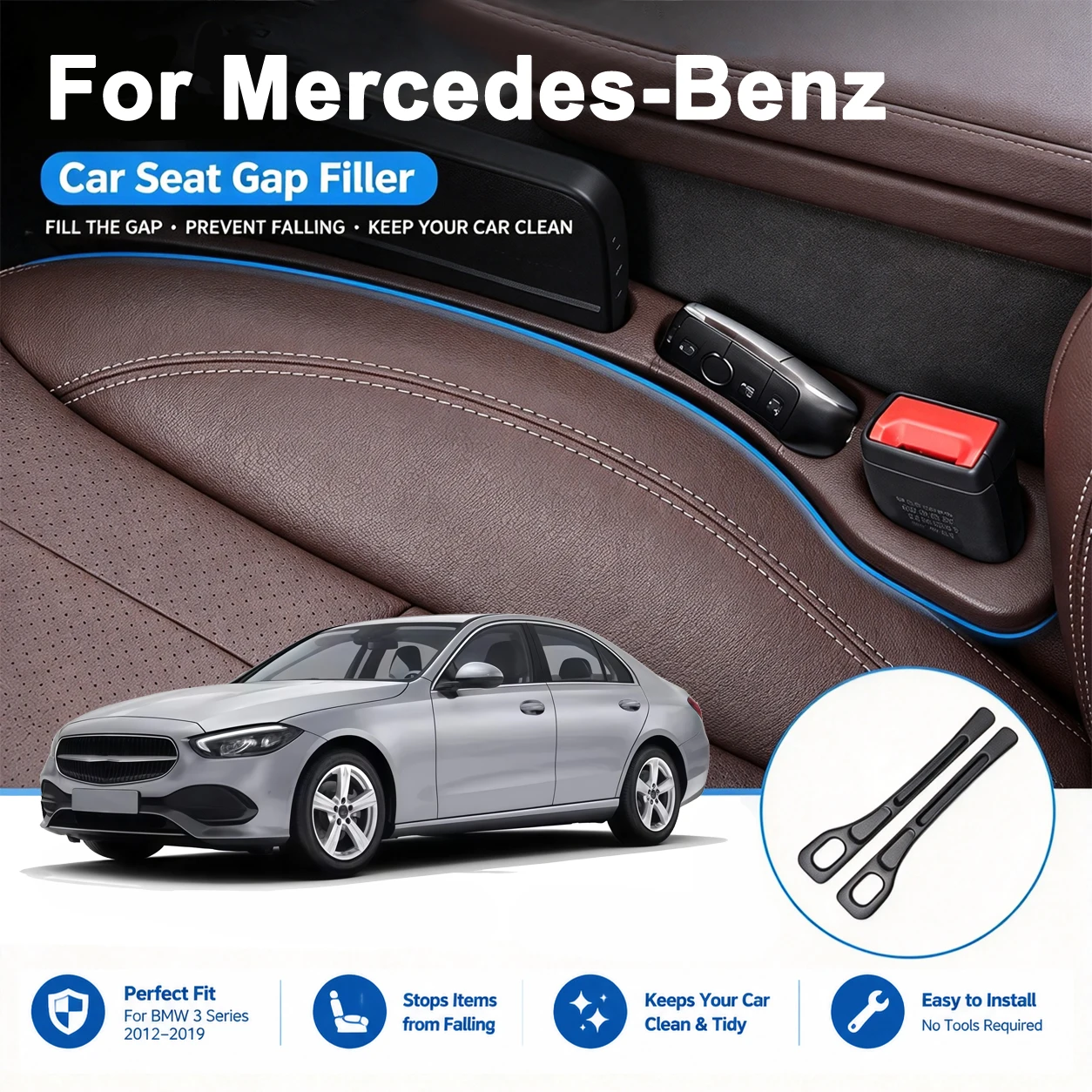 Car Seat Gap Filler 2pcs/set For Mercedes-Benz C-Class W206 Auto Interior Accessories Seat Side Storage Box Organizer