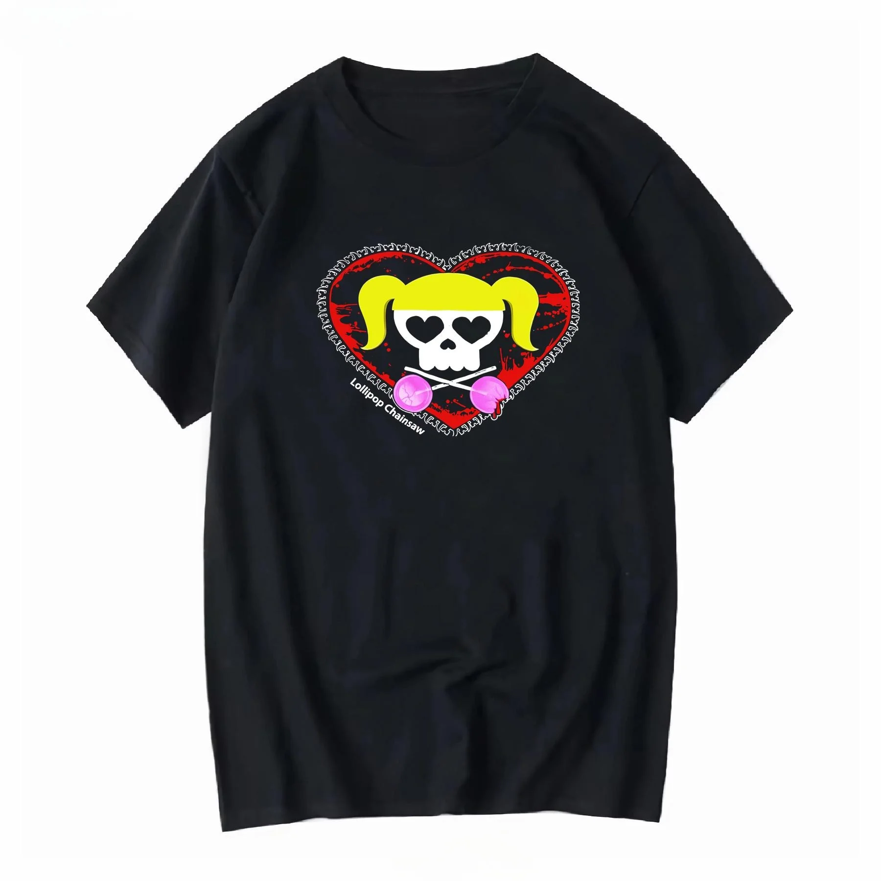 Lollipop Chainsaw Juliet Starling Grafik-T-Shirt Retro-Spiel-Print Herren Damen Casual Kurzarm Unisex Streetwear T-Shirts Tops – Detail 3