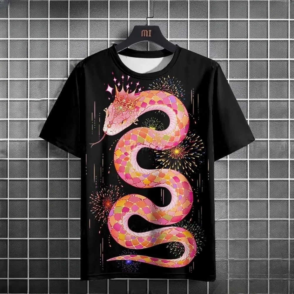 2025 Chinese New Year T-shirt, Unisex, Short Sleeved, Lucky New Year, Snake Pattern, Breathable Fabric, Popular Top