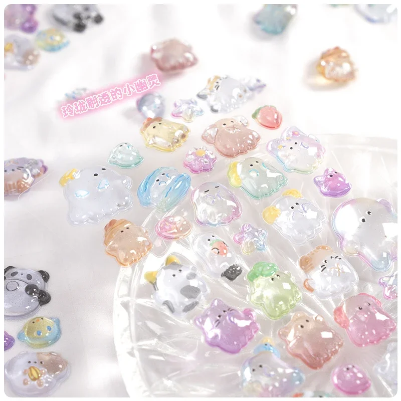 1 قطعة عشوائي لطيف الحيوانات شبح قطرة ثلاثية الأبعاد الإغاثة ملصق سكرابوكينغ Diy بها بنفسك مذكرات ديكور القرطاسية ملصق Kawaii ملصقات الجمالية