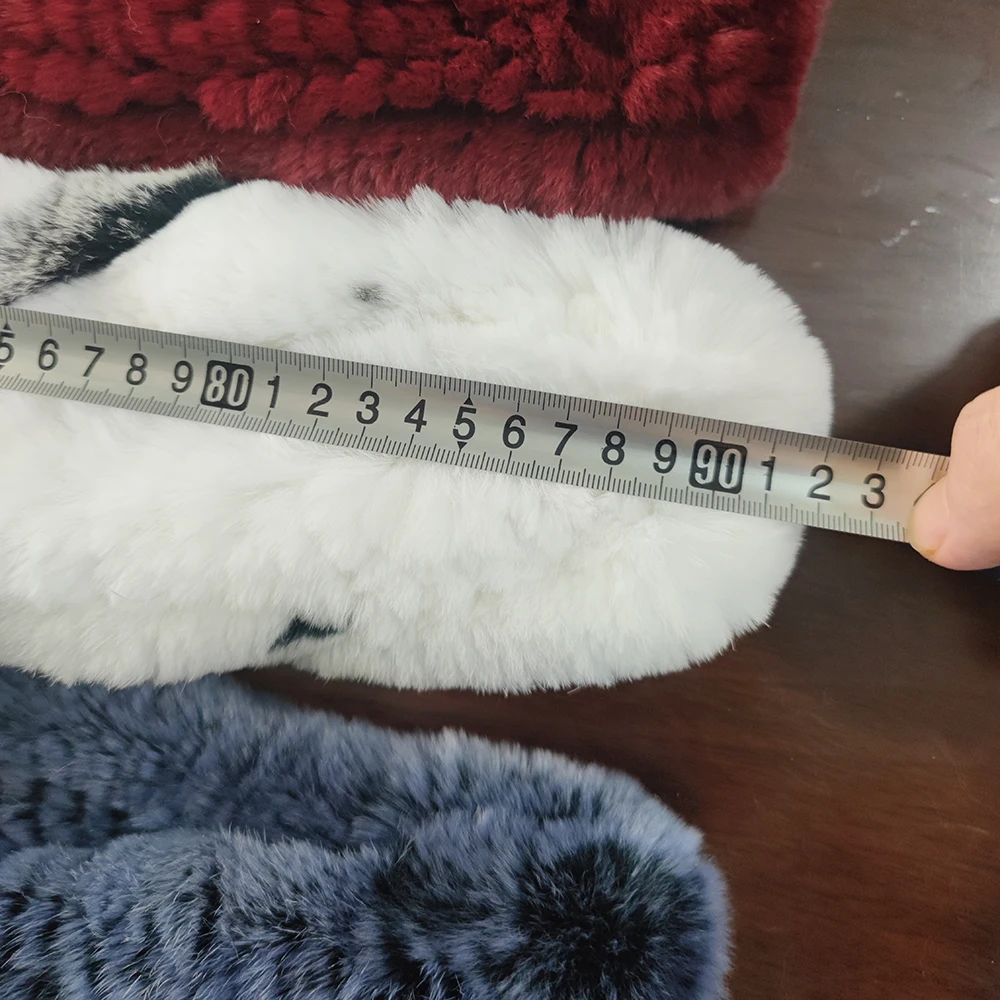 Moda Inverno Mulheres Mão De Malha Real Rex Rabbit Fur Scarf Shawl Natural Soft Rex Rabbit Fur Silenciador Lady Long Real Fur Scarves