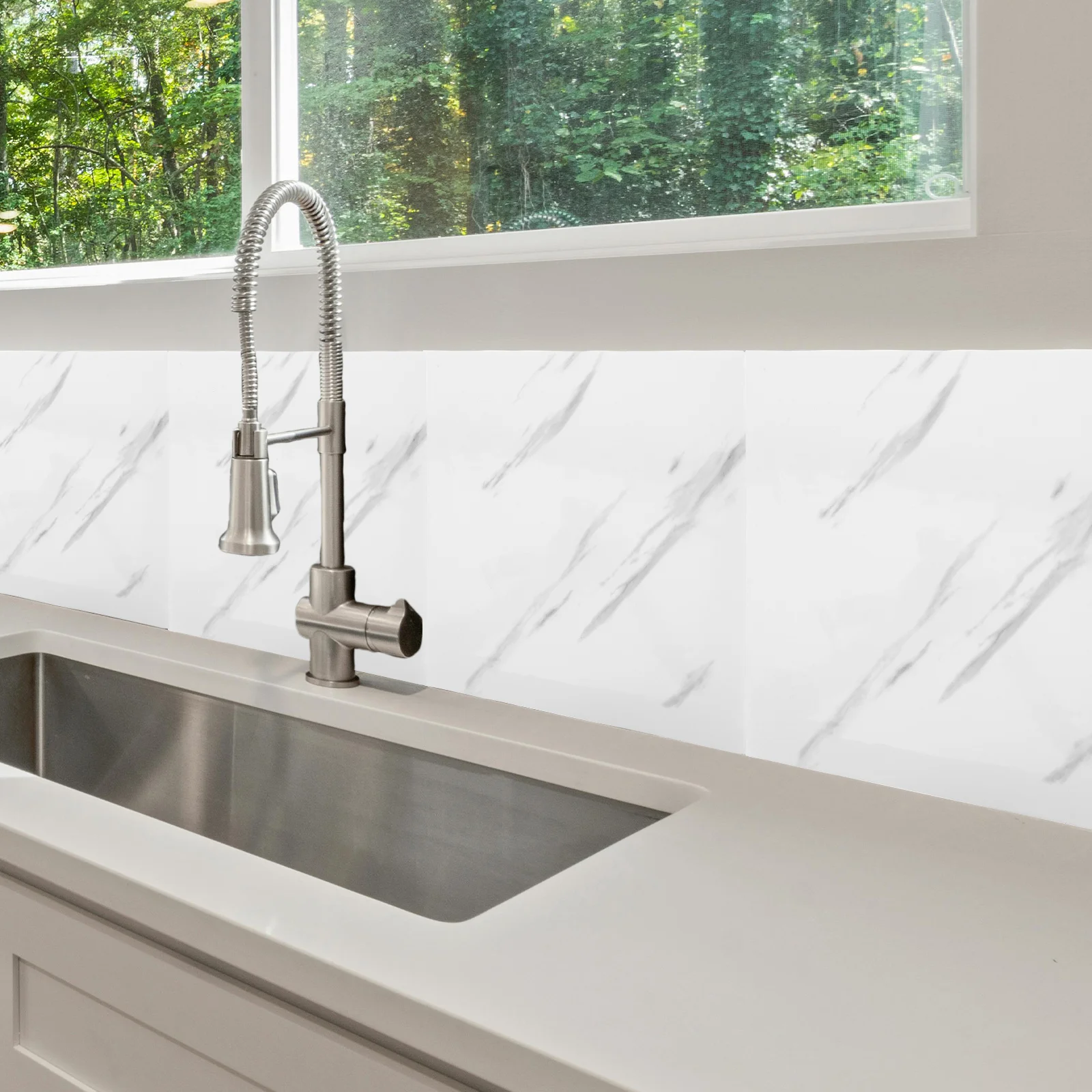 10Pcs Waterproof Peel and Stick Marble Tiles Self-Adhesive Wall Covering Easy Installation Kitchen Bathroom Living Room Bedroom