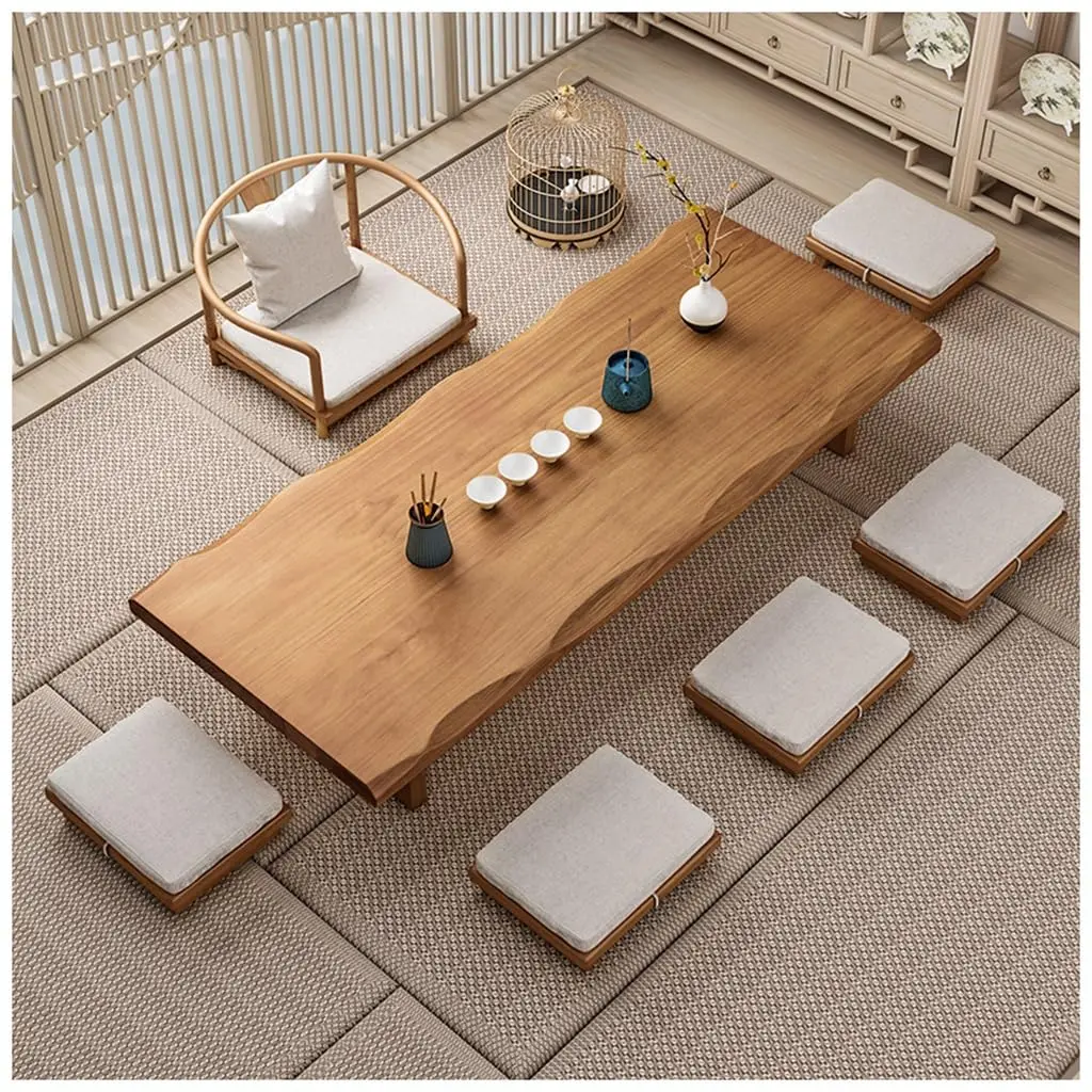 

Low Wooden Floor Table Multi-Use Dining Desk Tatami Living Room Space-Saving 160x60x35cm, Customized