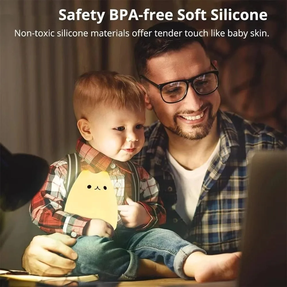 LED Colorful Cat Silicone Light Night Lamp Touch Sensor LED Colorful Night Light Soft Ambient Lighting Indoor Sensor Lamp