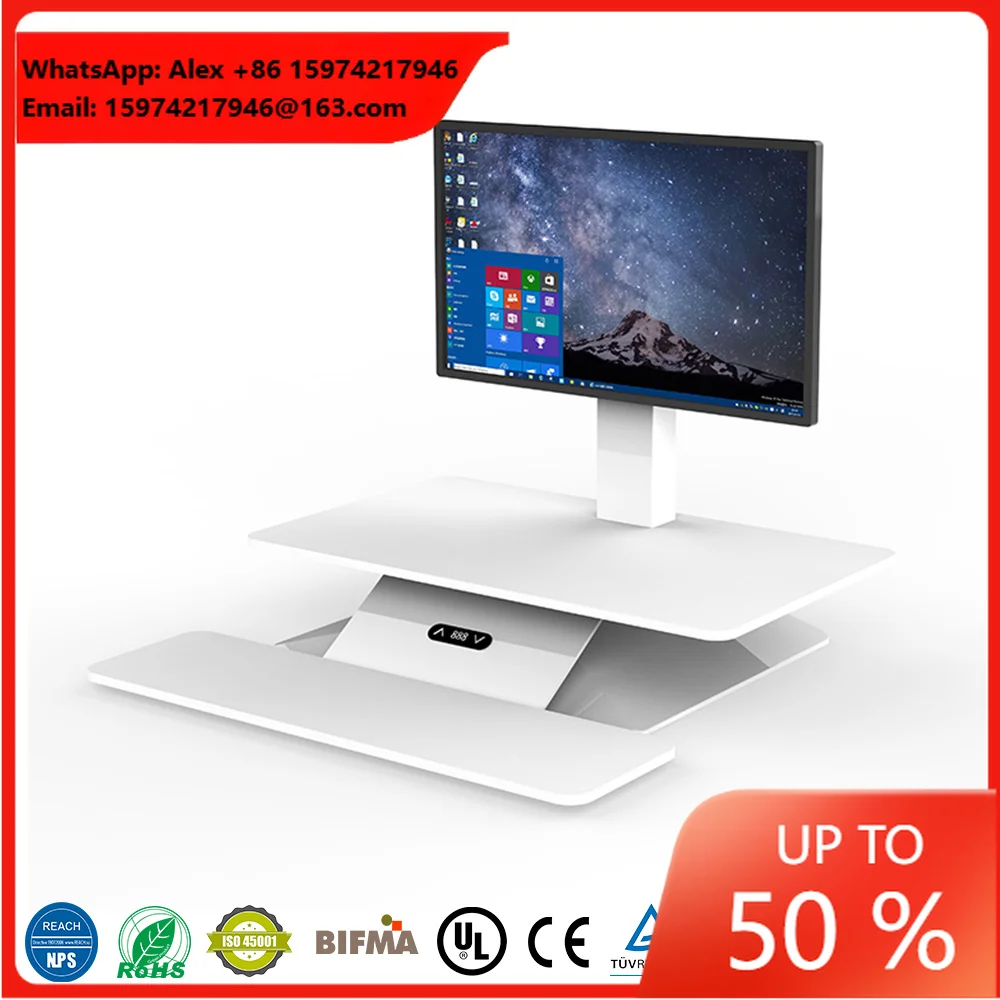 Quiet Electric Height Adjustable Desk Converter Anti-Fatigue Workstation Solution Sit-Stand Desk Riser
