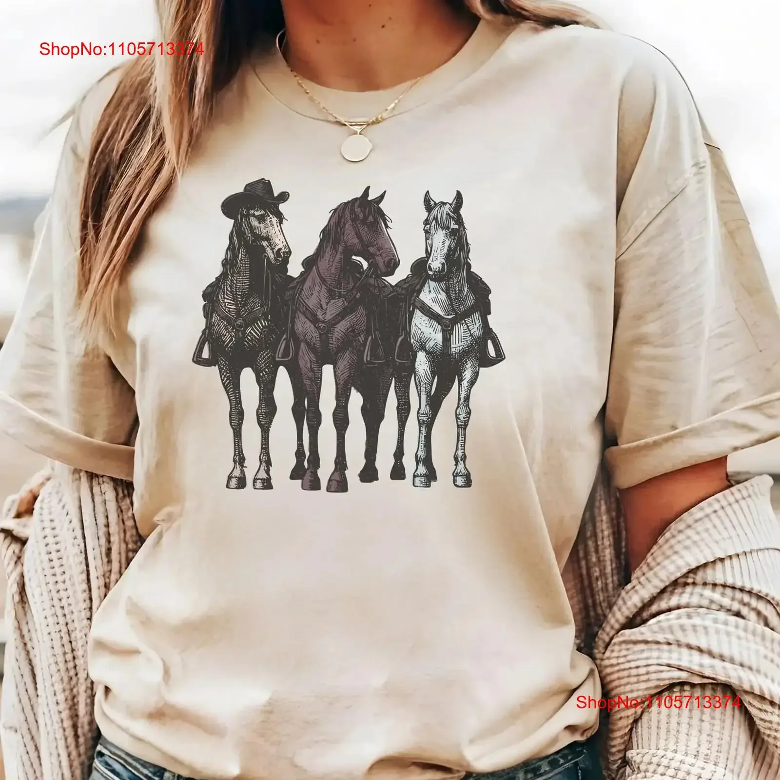 Western Horse T Shirt SweaT Rodeo Cowboy Country Cowgirl Lover Ranch vintage Washed Comfortable Top For Everyday Wear Casual