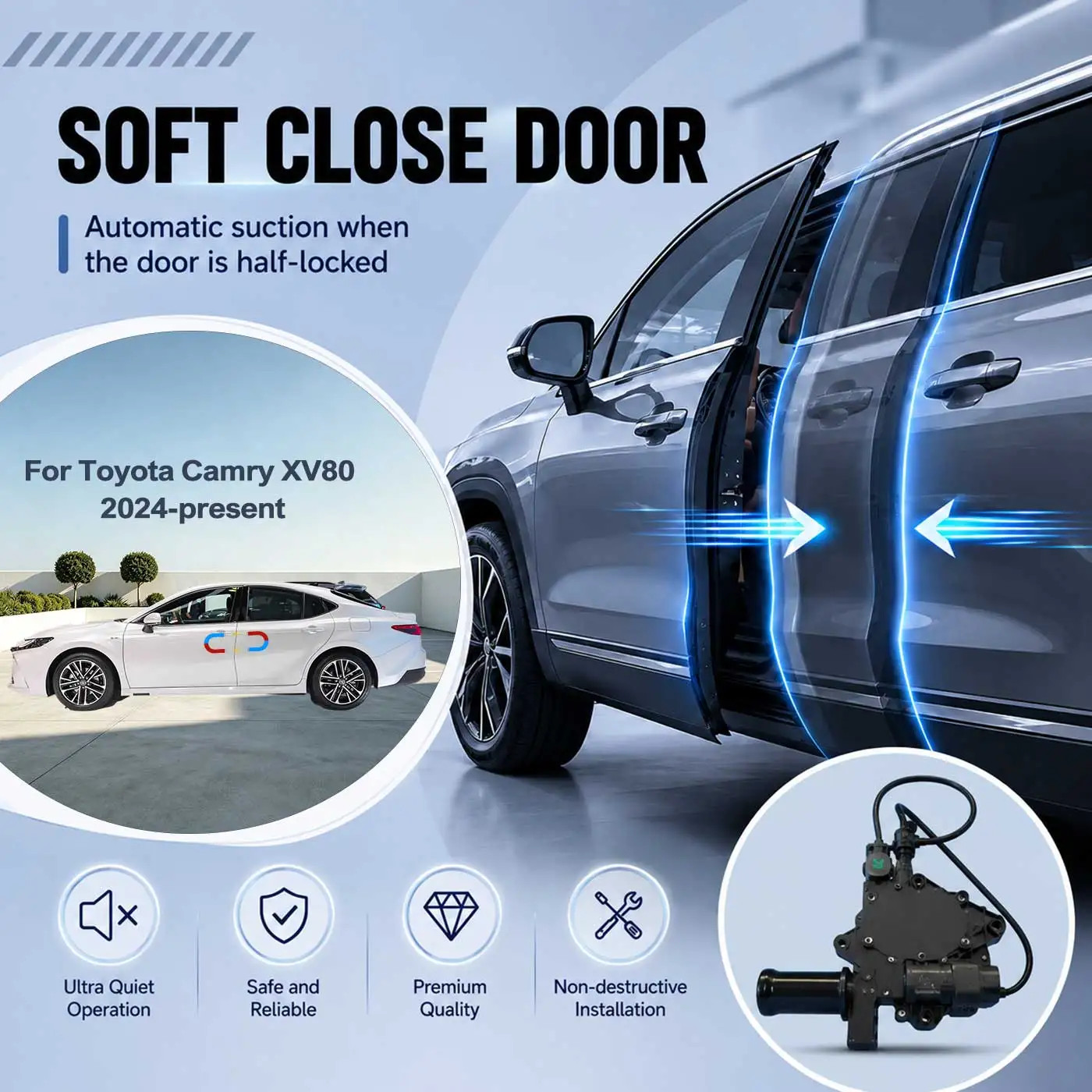 

For Toyota Camry XV80 2024-present Electric Soft Close Door Auto Pull-In Suction Lock Intelligent Silent Closer Kit