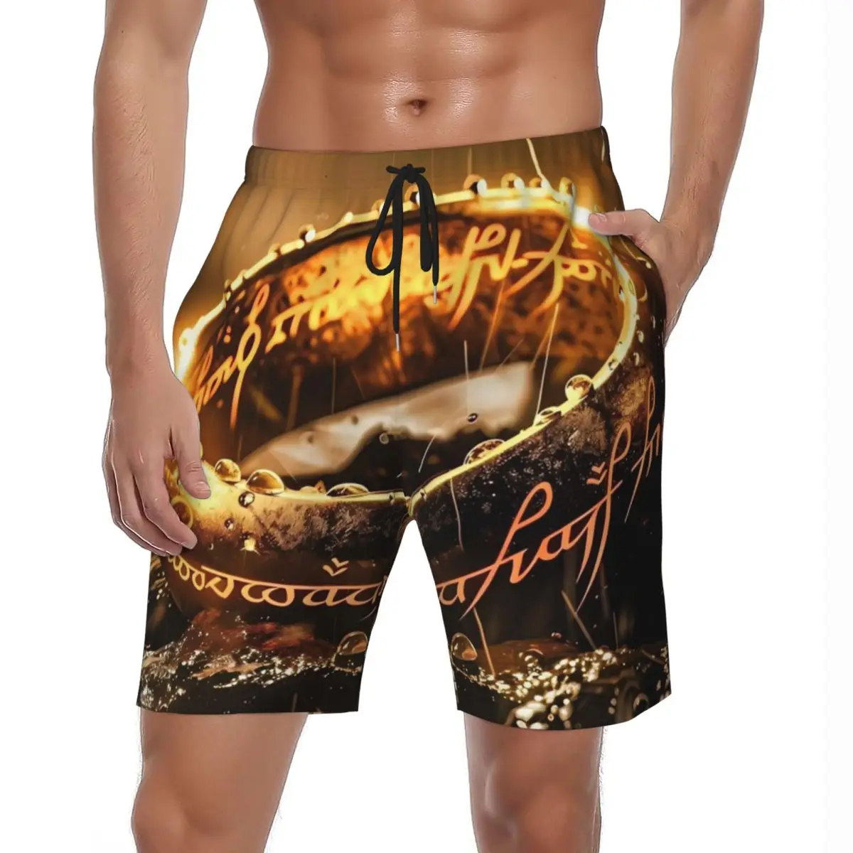 

L-Lord Of The Rings Gym Shorts Summer Movie Casual Board Short Pants Men's Sports Fitness Fast Dry Graphic Swimming Trunks