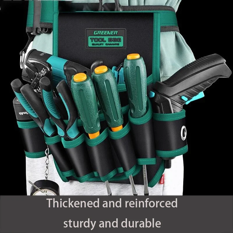 Greener Thick Tool Kit Electric Drill Storage Packaging Repair Multi Layer Tool Waist Bag Electrical Tools Canvas Wear Resistant