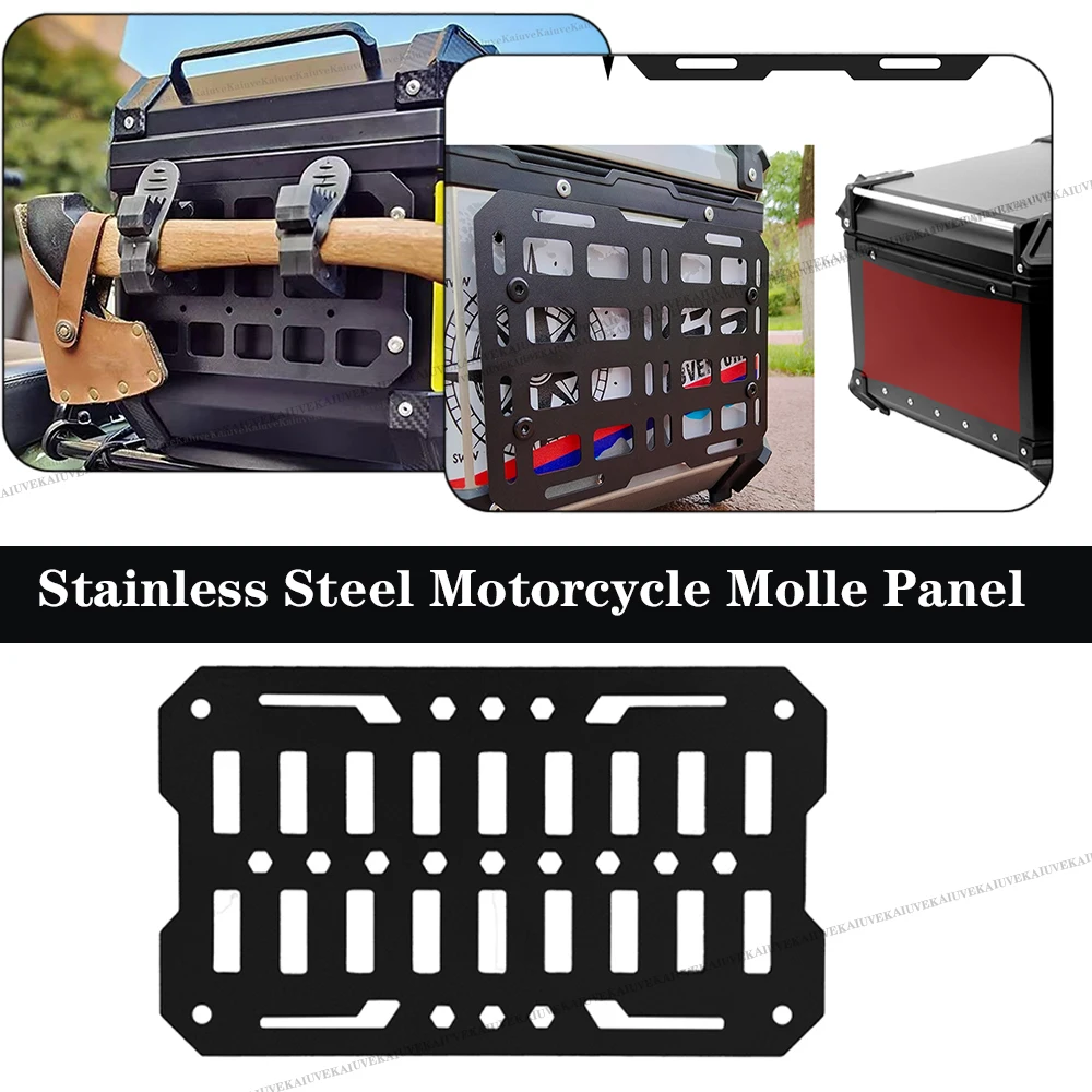

Motorcycle Molle Panel For Trunk Storage Stainless Steel Waterproof Tactical Universal Side Box Organizer Modular Storage