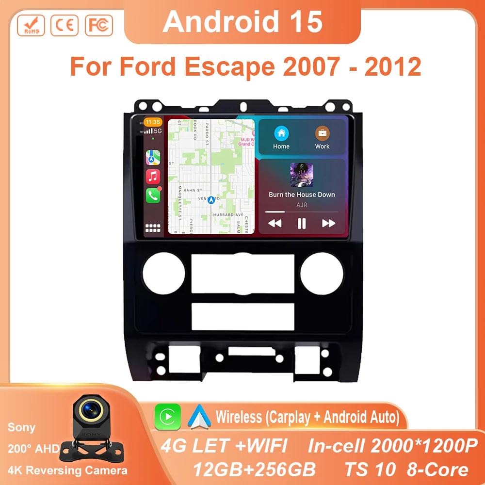 

Android Auto For Ford Escape 2007 2008 2009 2010 2011 2012 Car Radio Multimedia Player Auto Navigation GPS Stereo WIFI No 2din