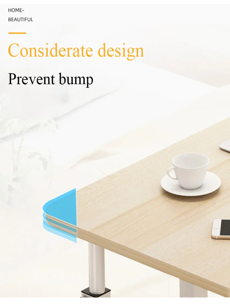 Home Multifunctional Lazy Desk Bedside Adjustable Height Study Table Dormitory Simple Movable Computer Lifting Table with Wheel