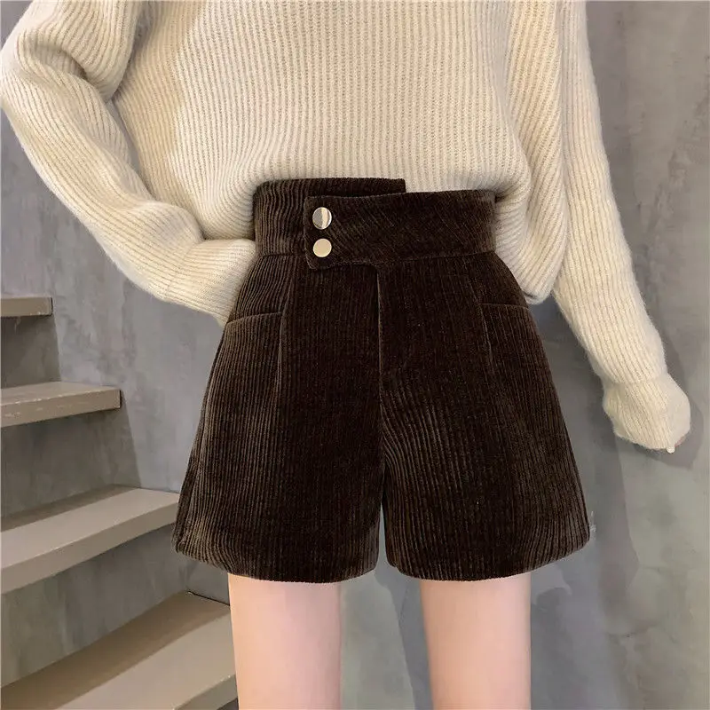 반바지 여성 니트 모직 코듀로이 벨벳 플란넬 아늑한 부드럽고 따뜻한 가을 겨울 홈 파자마 수면 바지 편안한 루즈핏