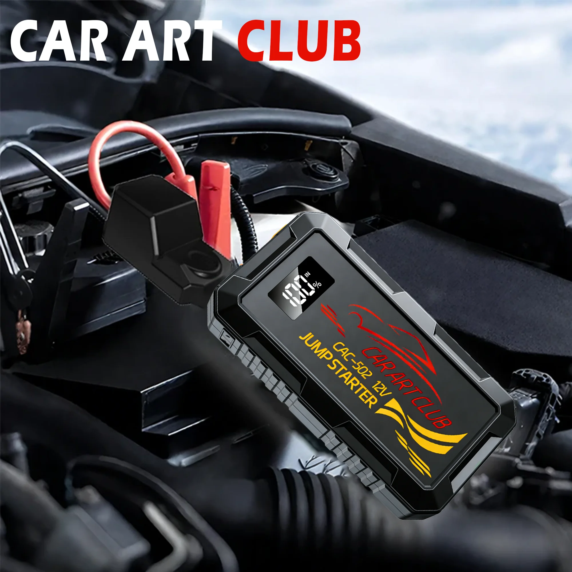 

12V Car Battery Jump Starter, Multi-Function Emergency Starting Device with Air Pump and Power Bank
