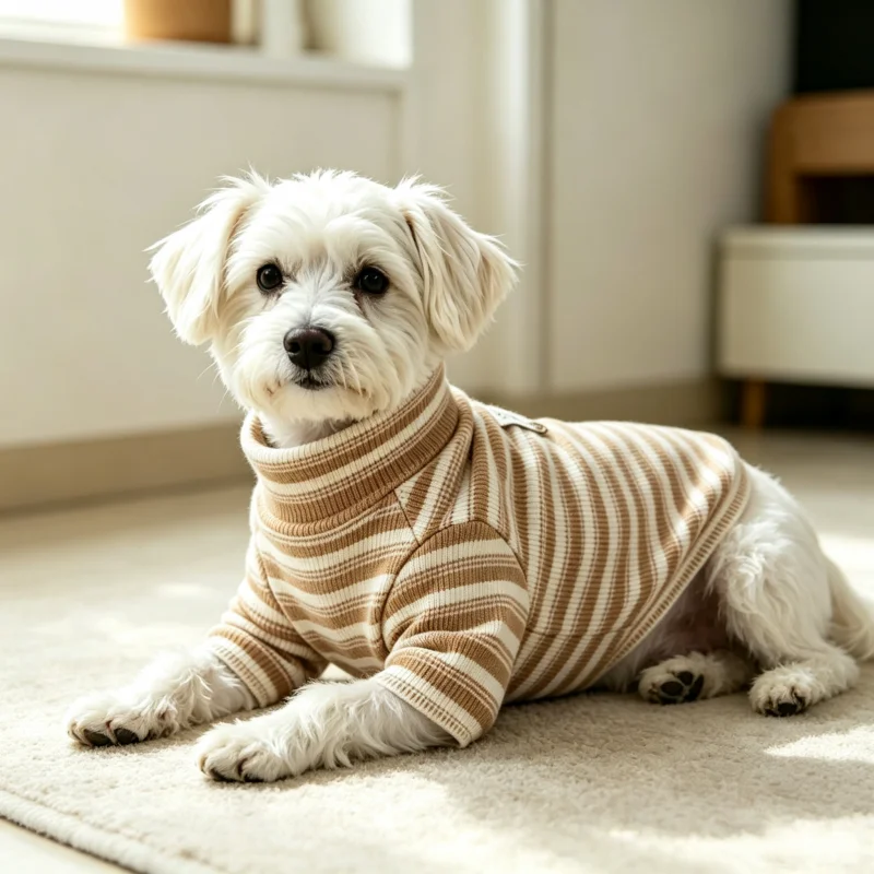 Fleece-Hundeweste für Herbst und Winter, weiche gestreifte Hundekleidung, Katzenkleidung, Chihuahua- und Bichon-Kostüm, dünne Hundehoodies – Detail 8
