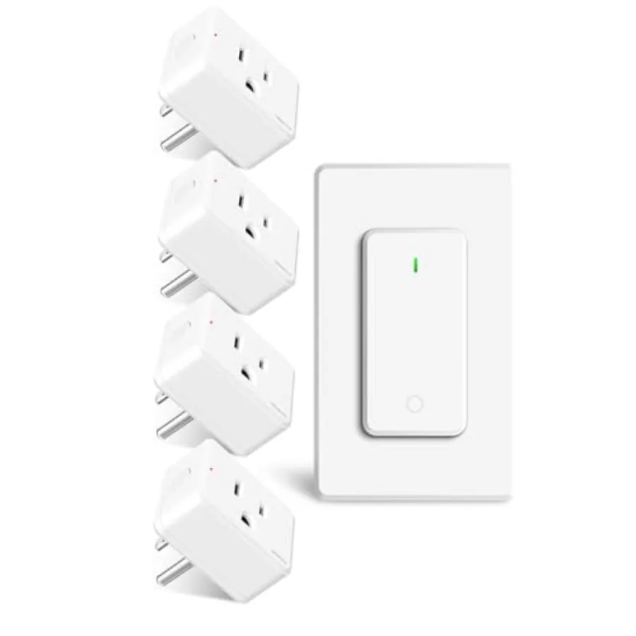 Remote Switch Outlet for Lamps Fans Appliances GreenCyle 4-Outlet Plug with Wireless Remote Wall-Mounted Plastic Housing Green